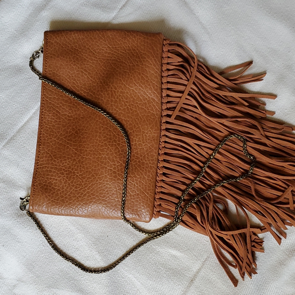 Cross Body Brown Fringe Bag Gem